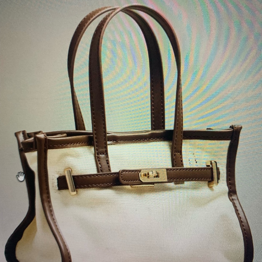 Anthropologie Faux leather canvas mini belted tote bag